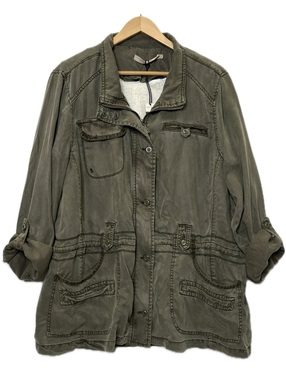 NWT Max Studio for Max Jean Convertible Military Jacket Size XL Removable Sherpa